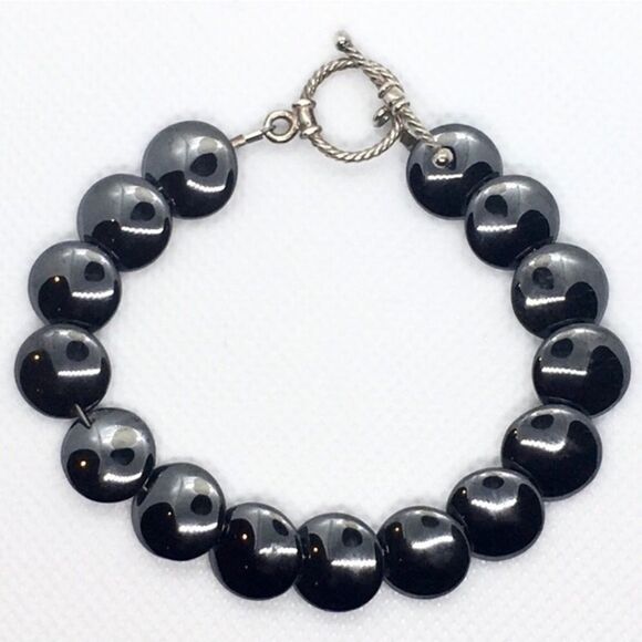 Genuine Hematite Sterling Silver 925 VTG Bracelet - Picture 7 of 9